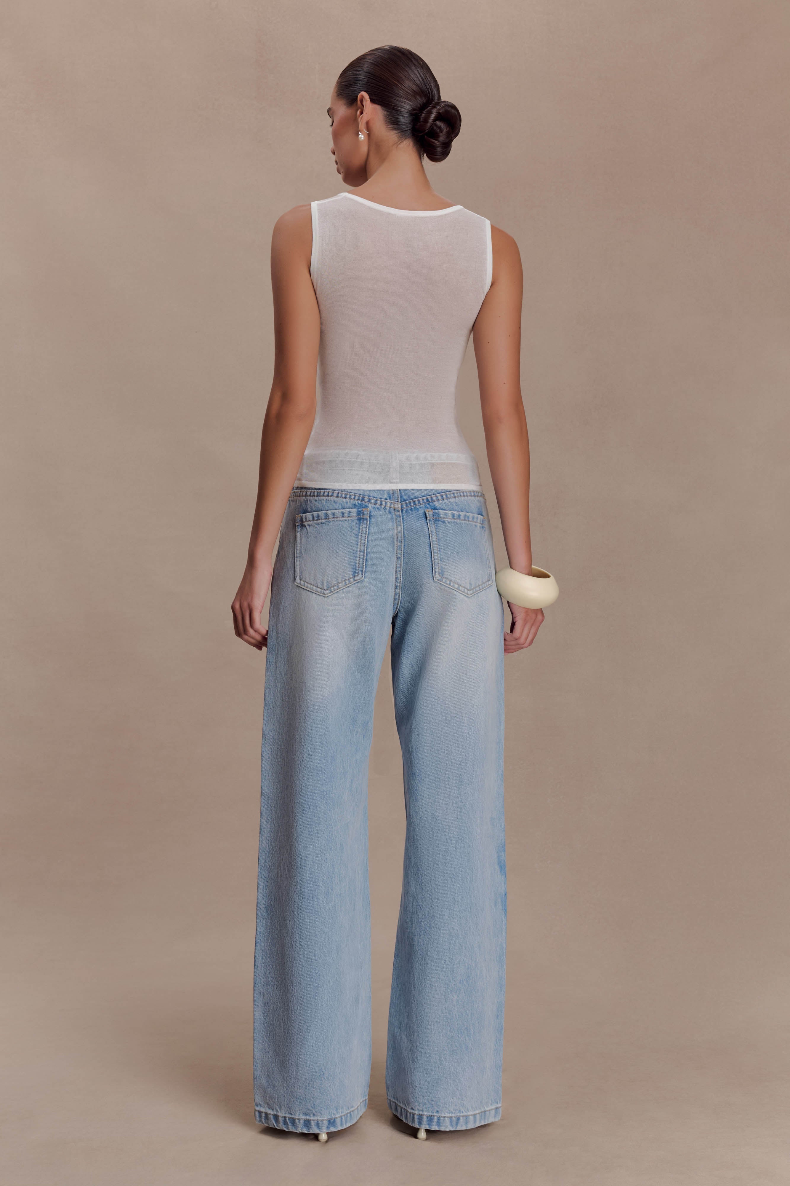 Dollie Sheer Knit Tank Top - Ivory
