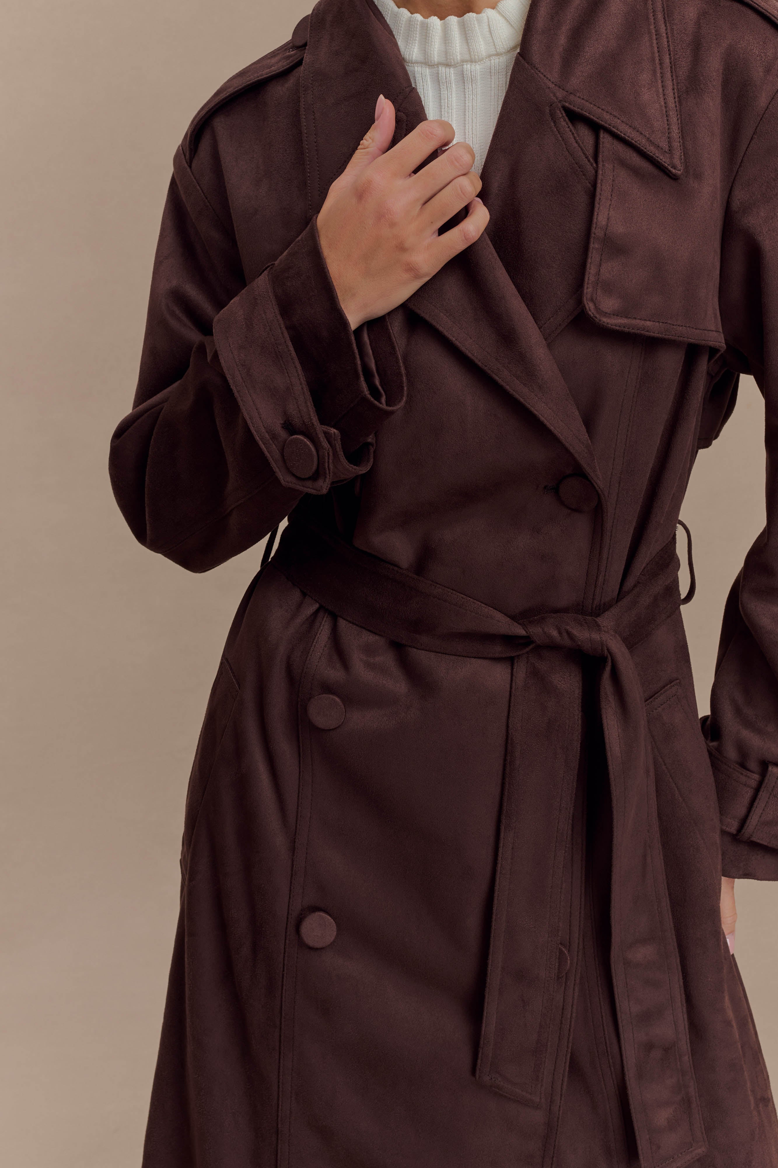 Marc Faux Suede Coat - Cocoa Chocolate