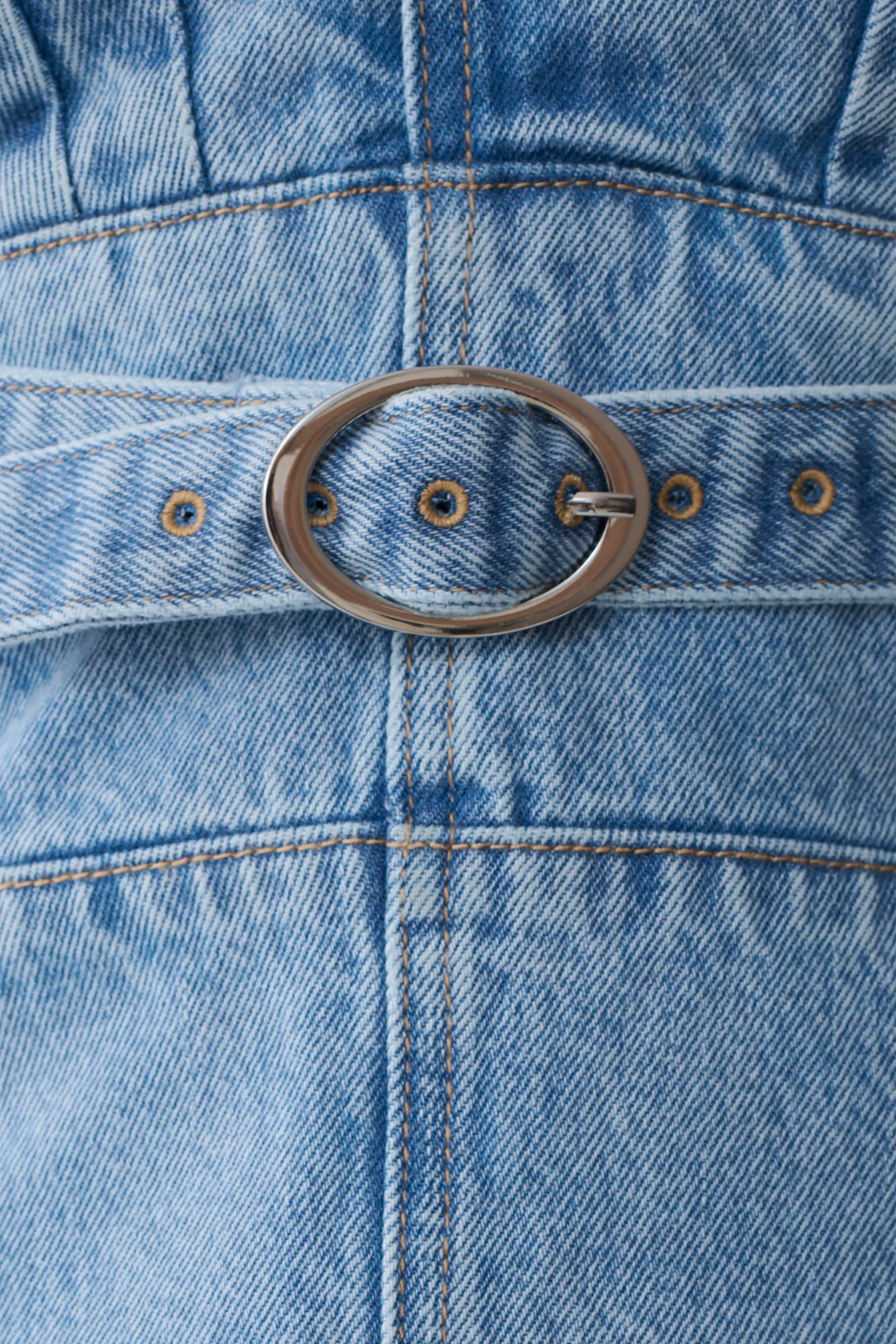Tommy Strapless Denim Top With Buckle - Classic Blue