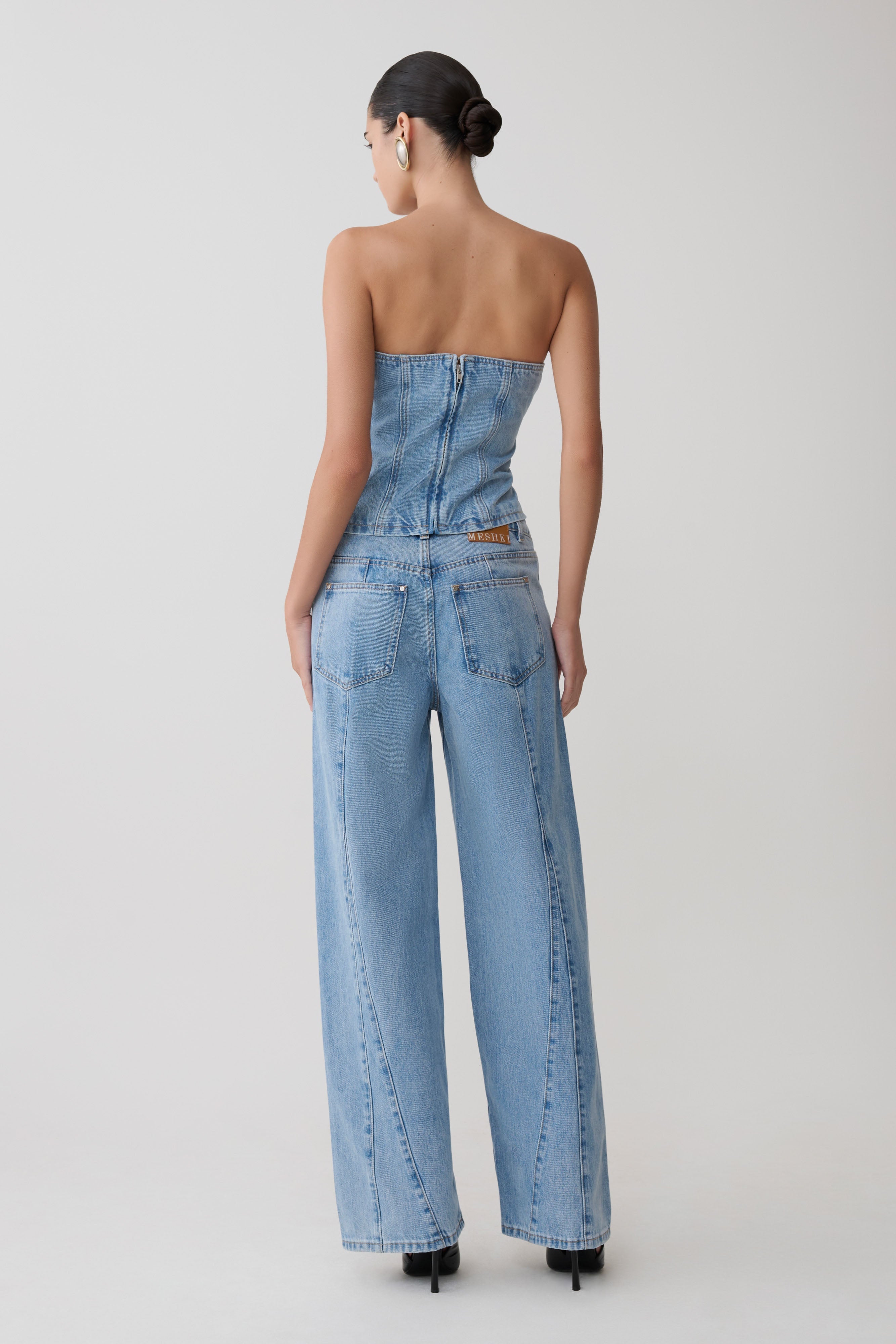 Tommy Strapless Denim Top With Buckle - Classic Blue