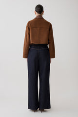 Remy Faux Suede & Leather Collared Jacket - Tan
