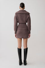 Skylaine Knit Mini Skirt - Brown Marle