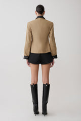 Solange Zip Up Collared Jacket - Natural