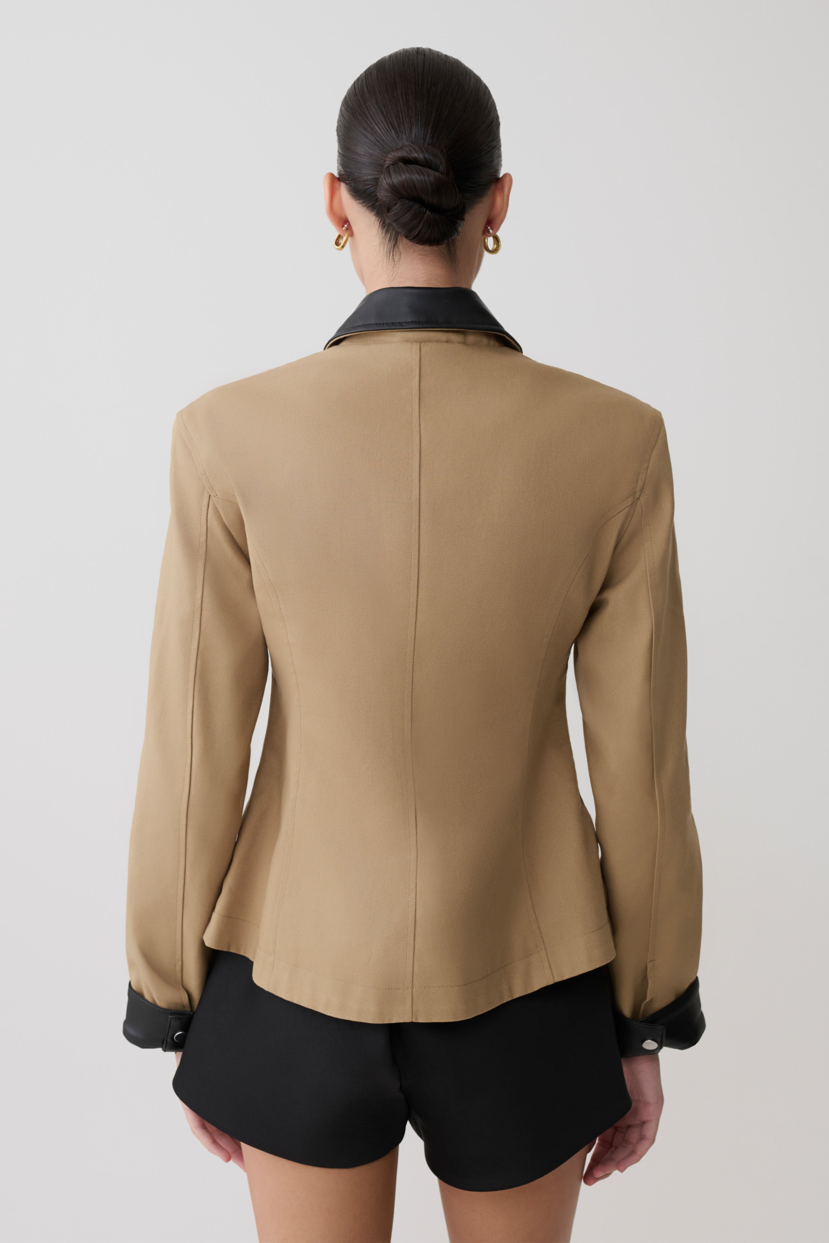 Solange Zip Up Collared Jacket - Natural