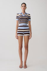 Philly Stripe Knit Short - Chocolate/Blue
