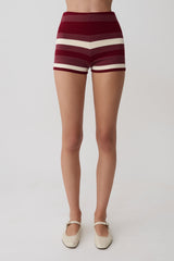 Philly Stripe Knit Short - Burgundy/Cream