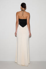 Hien Sequin Halter Maxi Dress - Black/Ivory