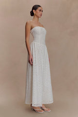 Maureen Broderie Strapless Maxi Dress - White