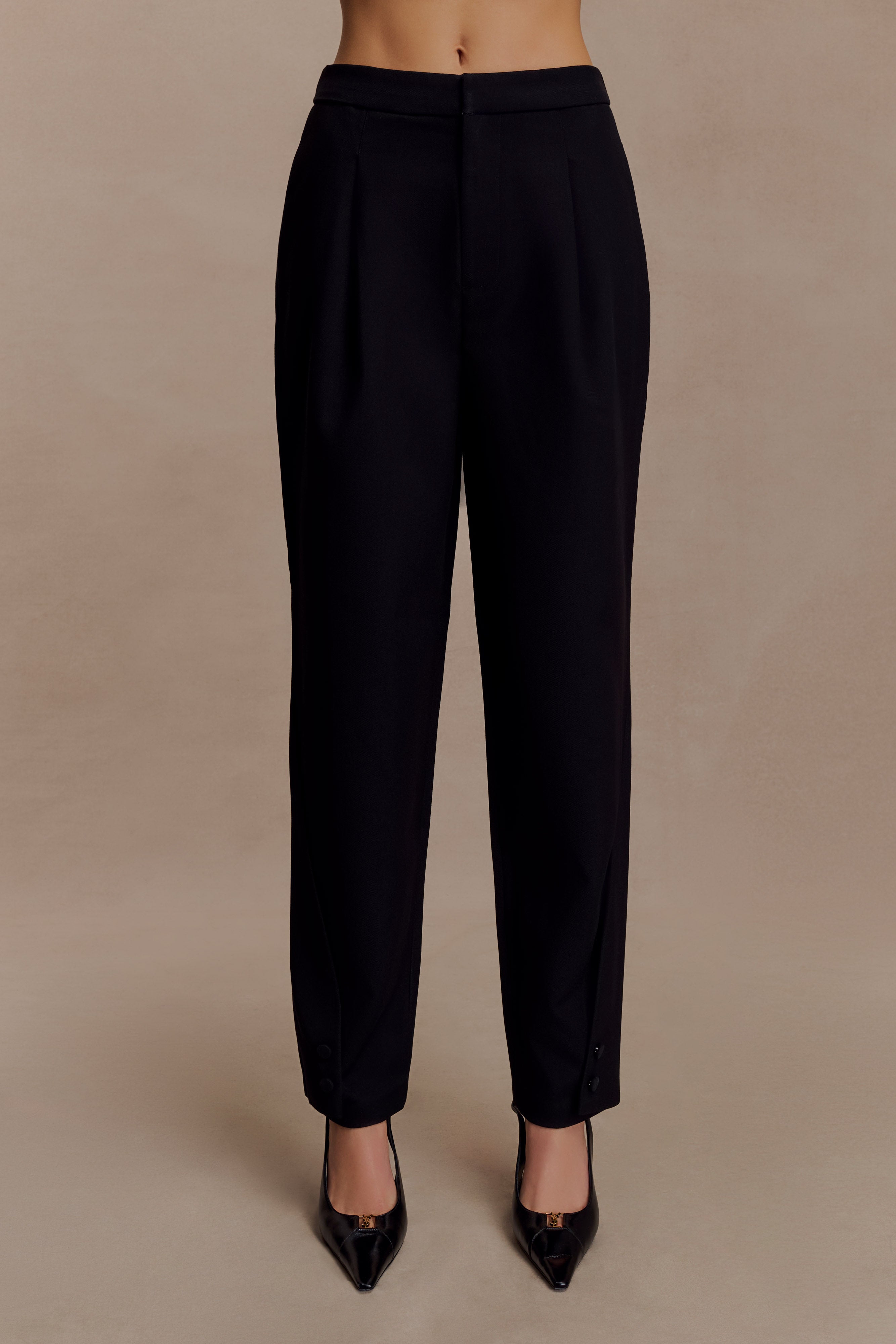Olie Barrel Leg Suiting Pants - Black