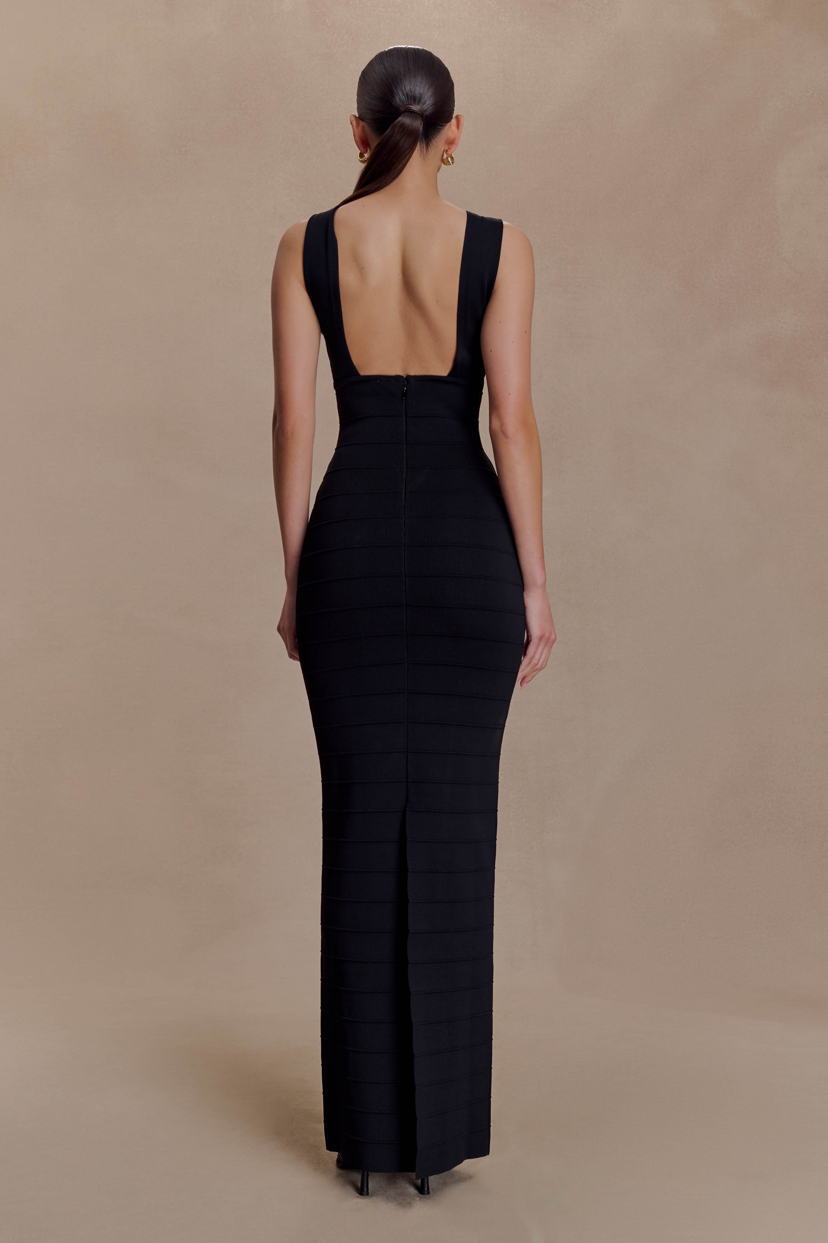 Jaylen Bandage Knit Maxi Dress - Black