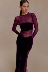 Davina Velvet And Mesh Maxi Dress - Purple