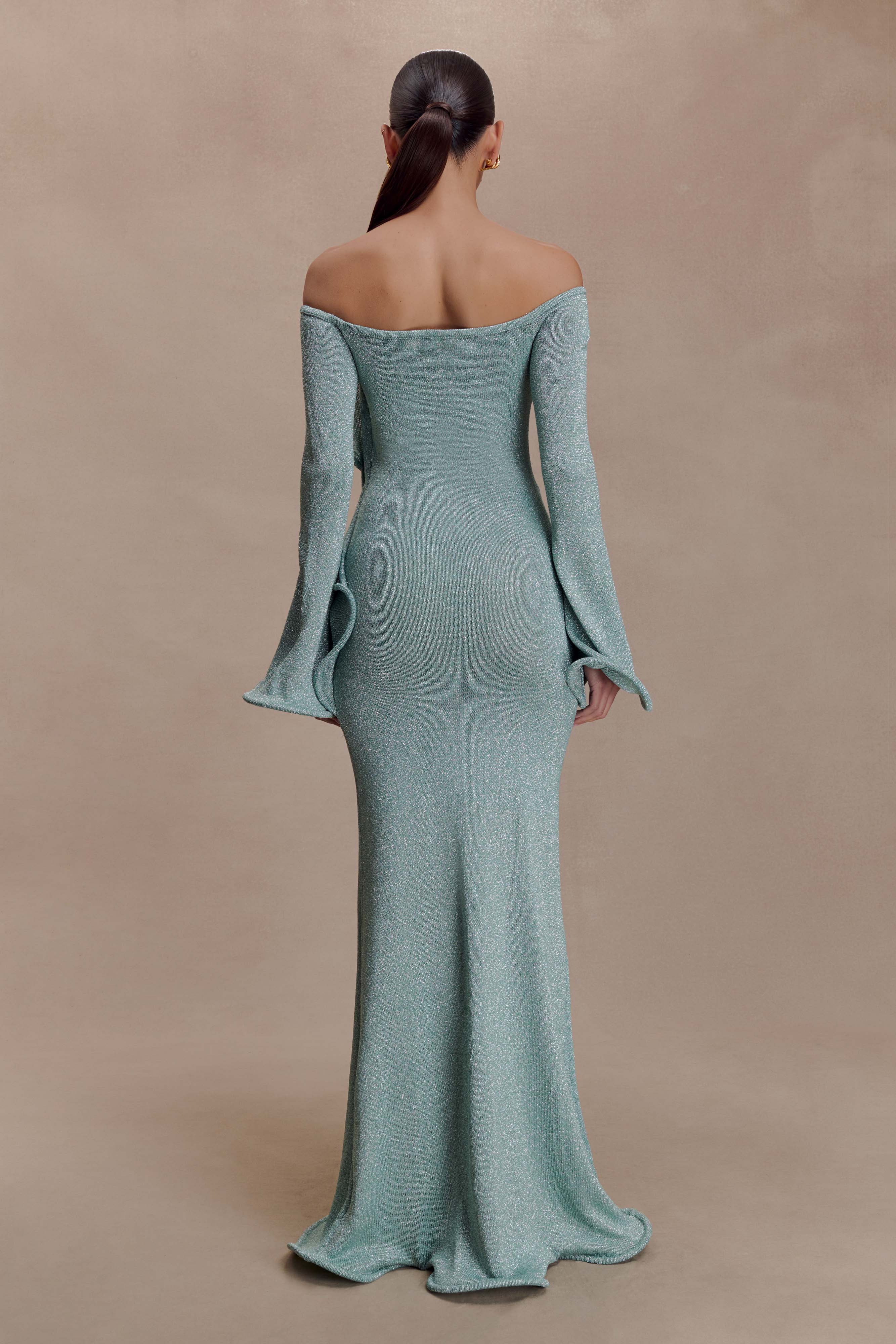 Sandrine Lurex Knit Maxi Dress - Aqua