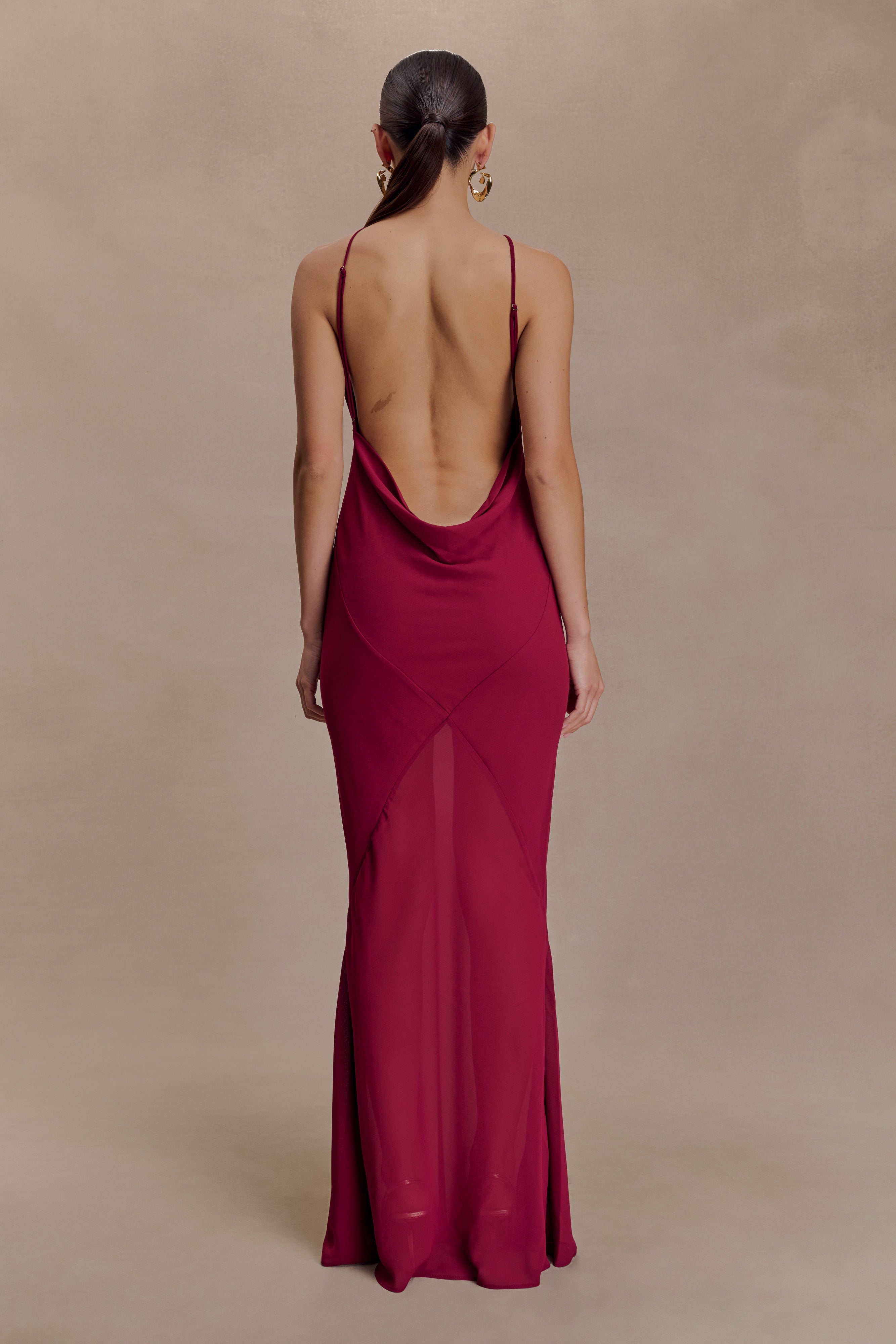 Nerea Slip Halter Maxi Dress - Cherry Red