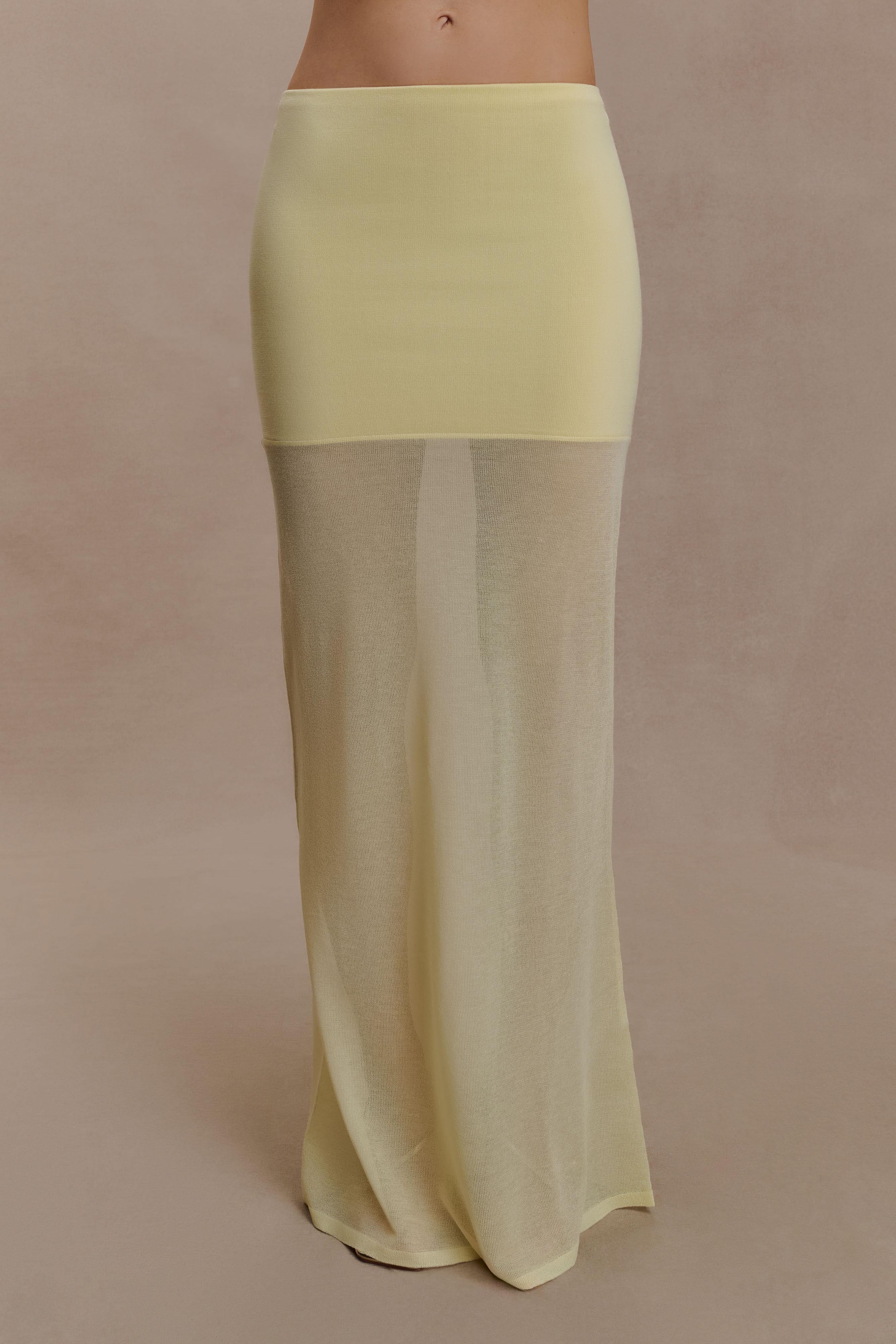 Tanyel Sheer And Bandage Knit Maxi Skirt - Lemon