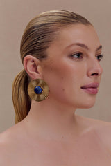 Maisie Round Gemstone Earrings - Gold