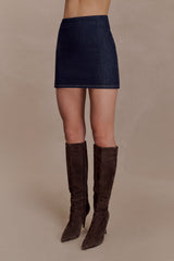 Ellie Denim Mini Skirt - Washed Indigo Blue