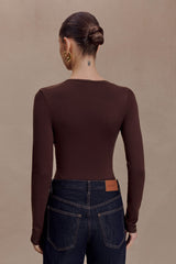 Kaylen Knit Long Sleeve Top - Dark Chocolate