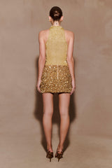 Porter Hand Beaded Mini Skirt - Gold
