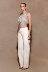 Corah Lurex Drape Knit Top - Silver