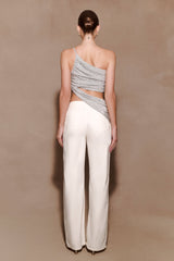 Corah Lurex Drape Knit Top - Silver