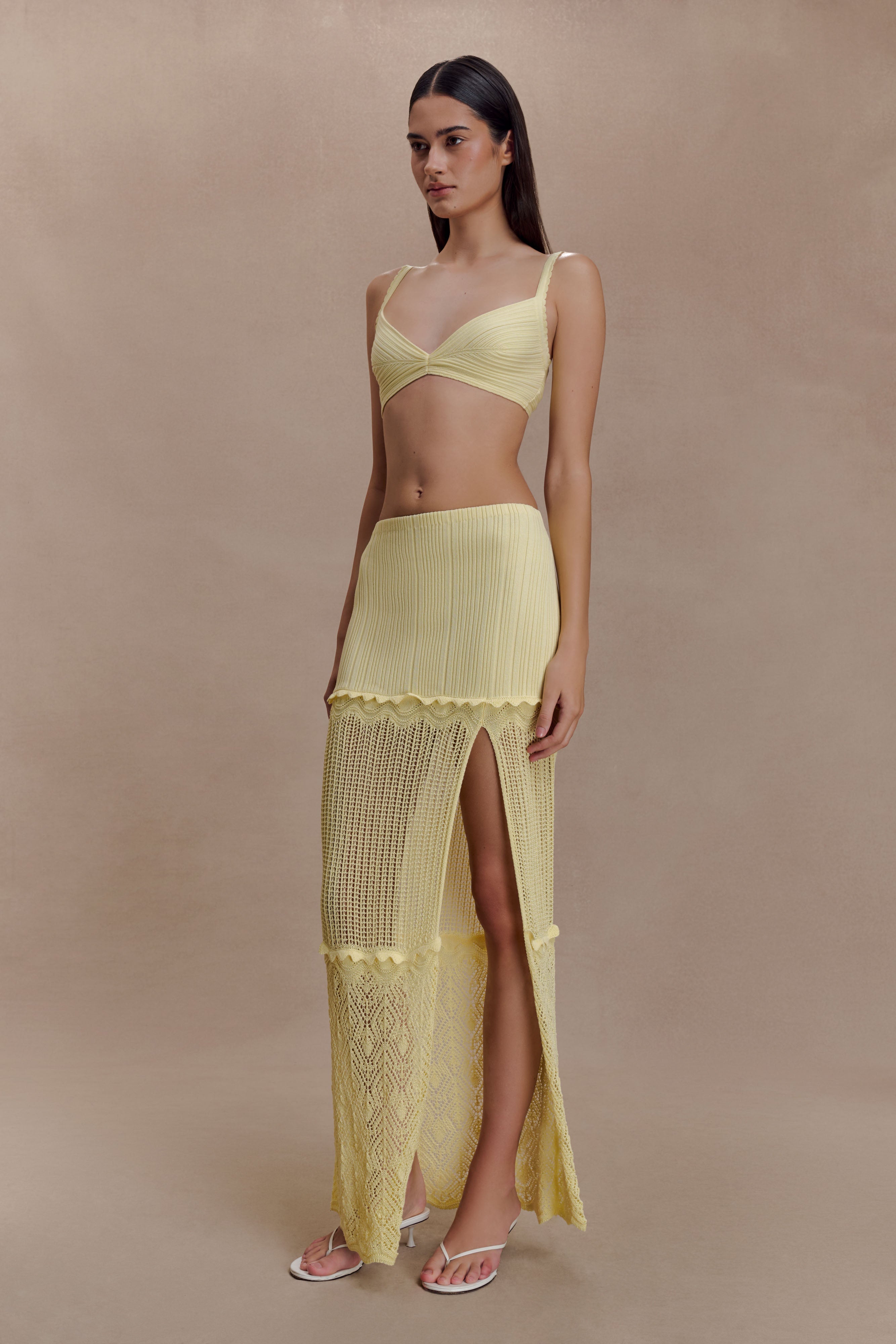 Coleene Pointelle Knit Top - Lemon