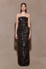 Calliope Strapless Organza Maxi Dress - Black