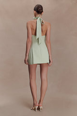 Nelly Halter Neck Cotton Mini Dress - Sage