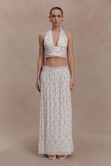 Amaris Gathered Plisse Maxi Skirt - Floral Ditsy Print