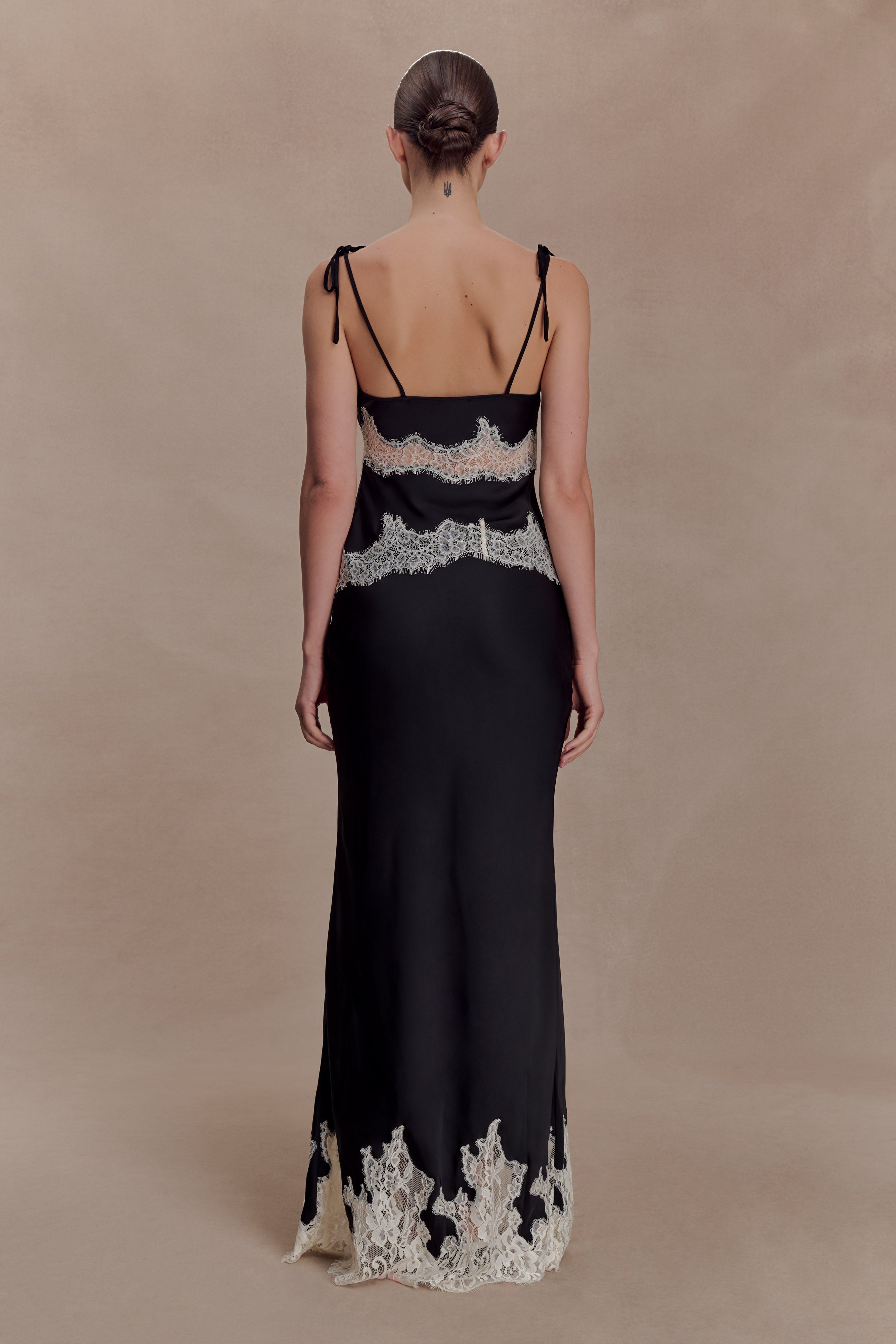 Nina Satin And Lace Camisole - Black/Ivory