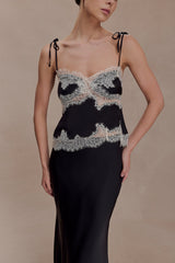 Nina Satin And Lace Camisole - Black/Ivory