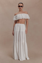 Autumn Off Shoulder Broderie Top - White