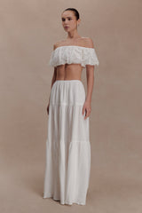 Autumn Off Shoulder Broderie Top - White