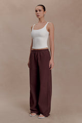 Janayia Cotton Wide Leg Pants - Dark Espresso