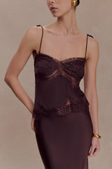 Nina Satin And Lace Camisole - Chocolate