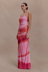 Roisin Slinky Maxi Dress - Pink Sunset Print
