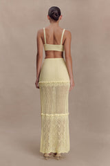 Coleene Pointelle Knit Maxi Skirt - Lemon