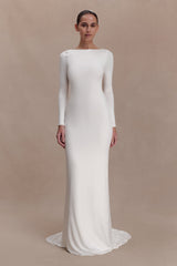 Marlene Slinky Low Back Maxi Dress - White