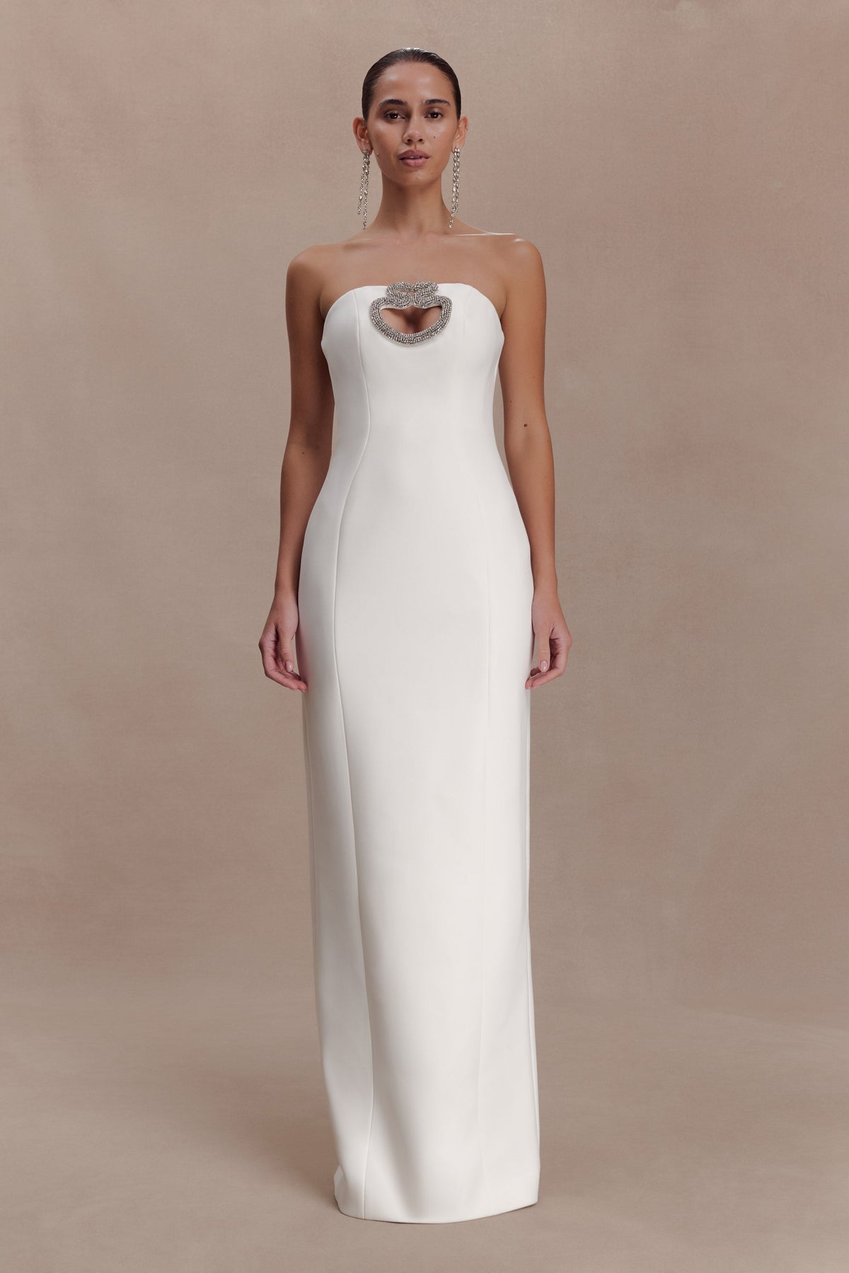Hilda Embellished Strapless Maxi Dress - White
