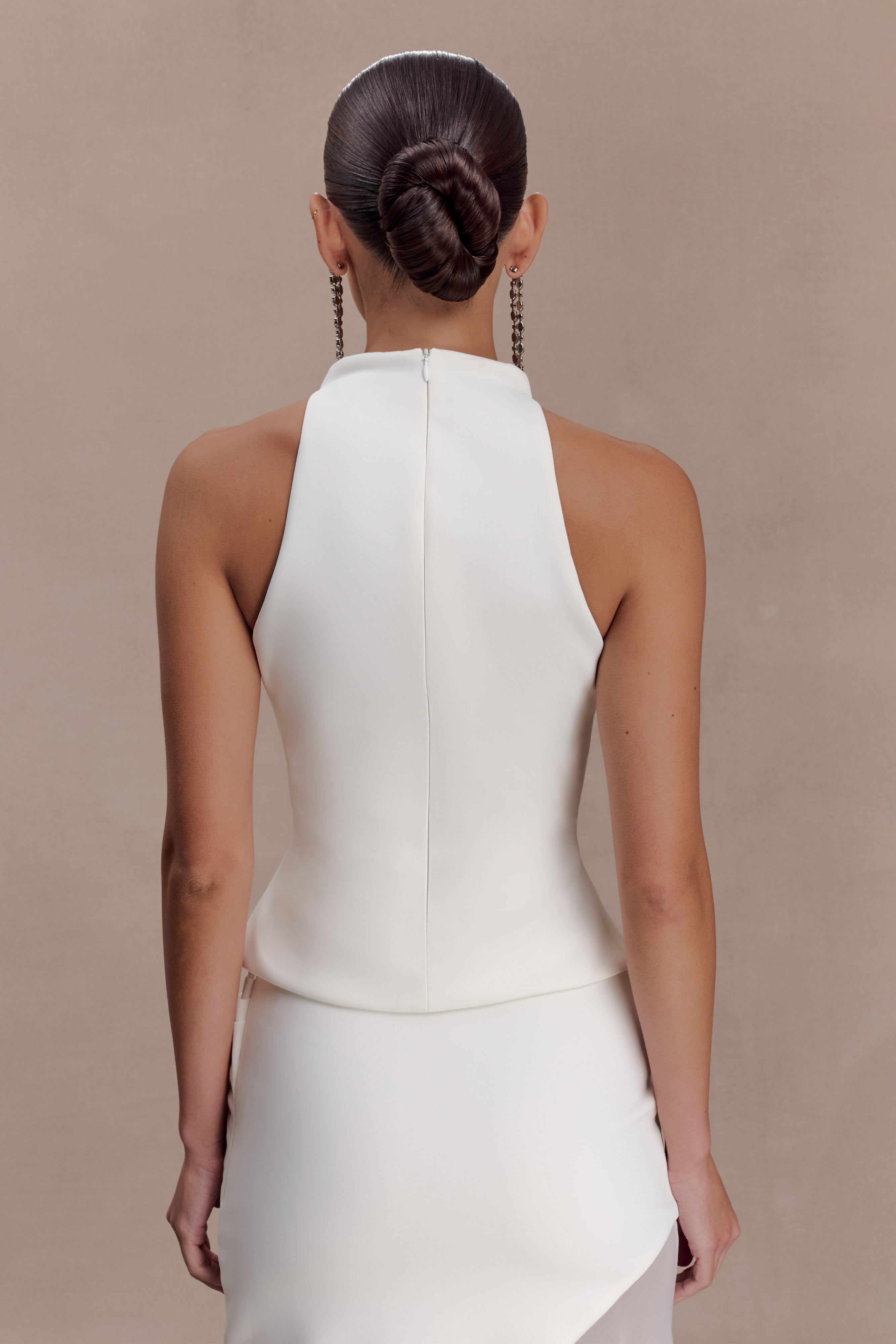Portia Scuba Sleeveless Top - White