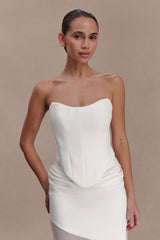 Karina Strapless Scuba Corset  - White
