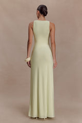 Perrie Slinky Ruched Maxi Dress - Pastel Lime