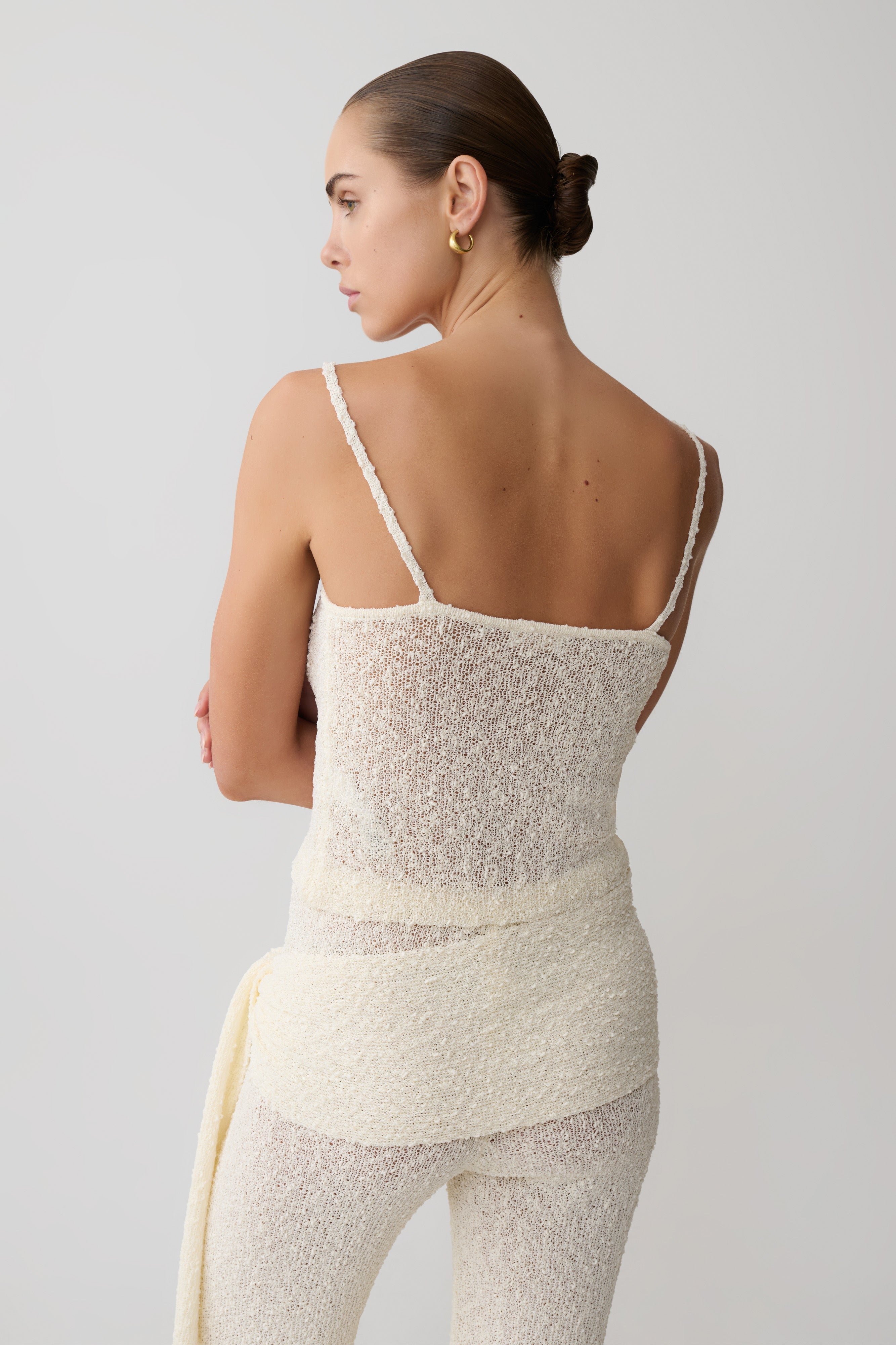 Mattais Boucle Knit Top - Ivory