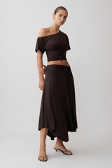 Luu Slinky Midi Skirt - Dark Chocolate