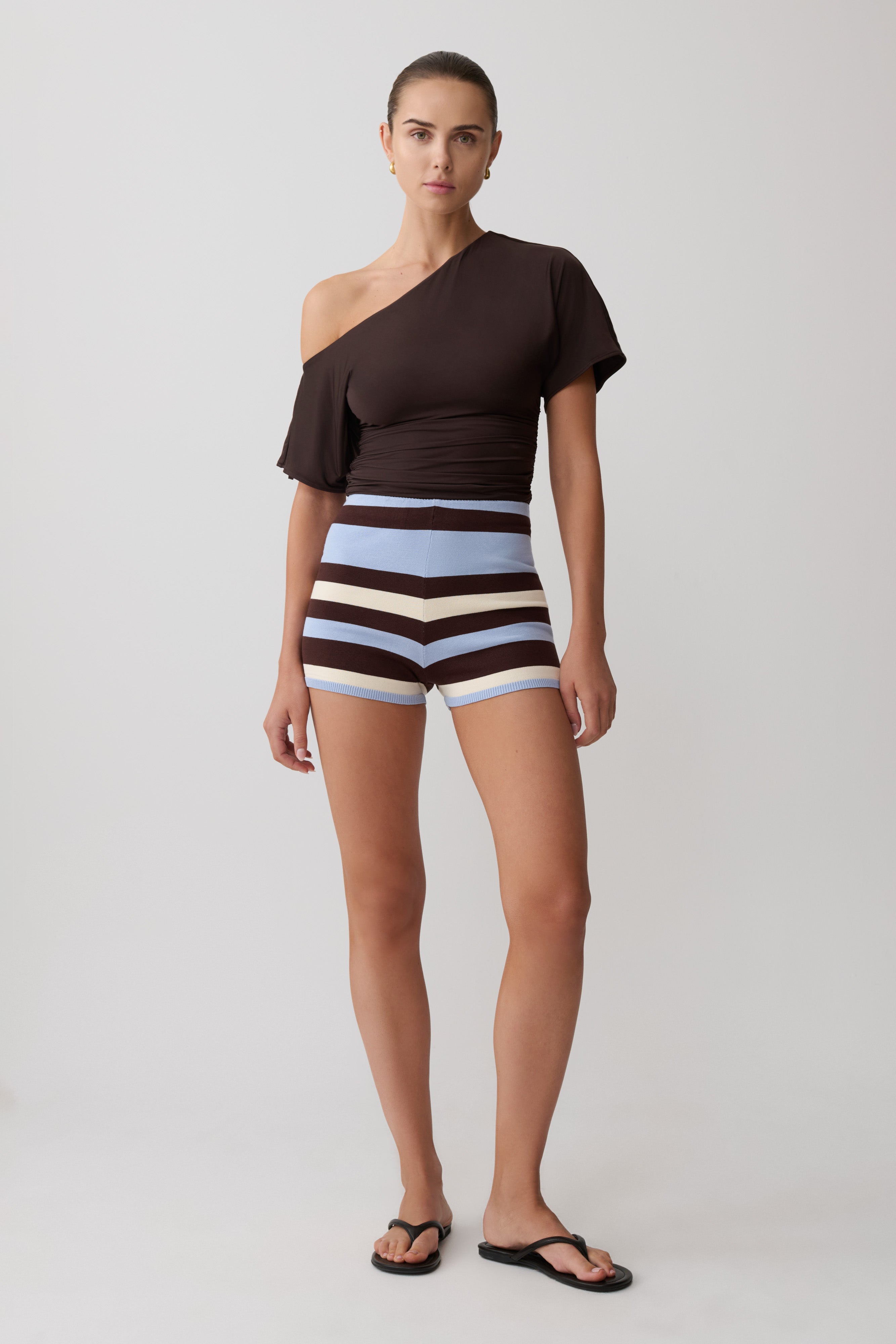 Philly Stripe Knit Short - Chocolate/Blue