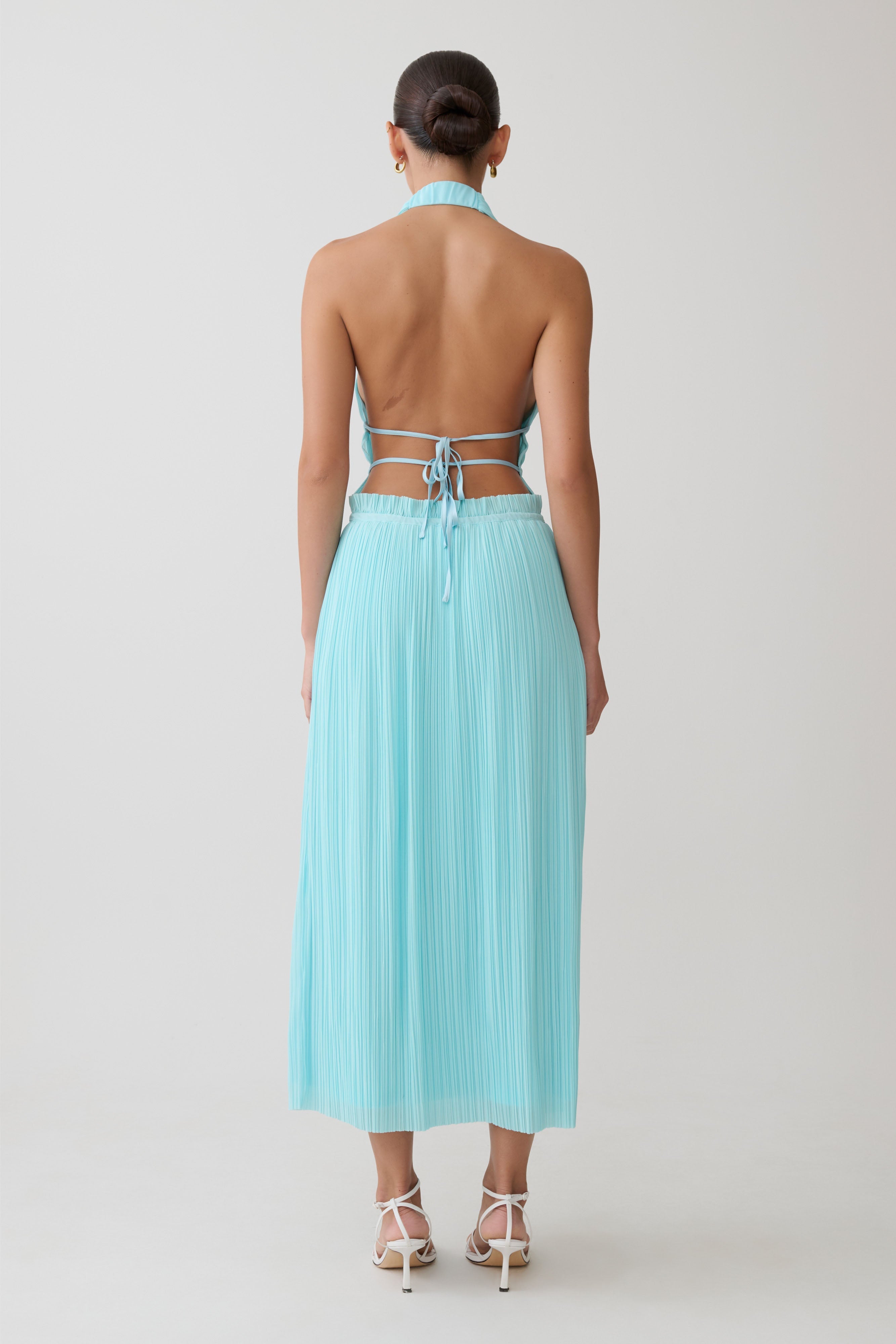Thien Cowl Halter Midi Dress - Blue