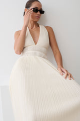 Thien Cowl Halter Midi Dress - Ivory