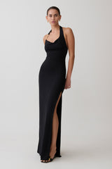 Khanh Slinky Halter Maxi Dress - Black