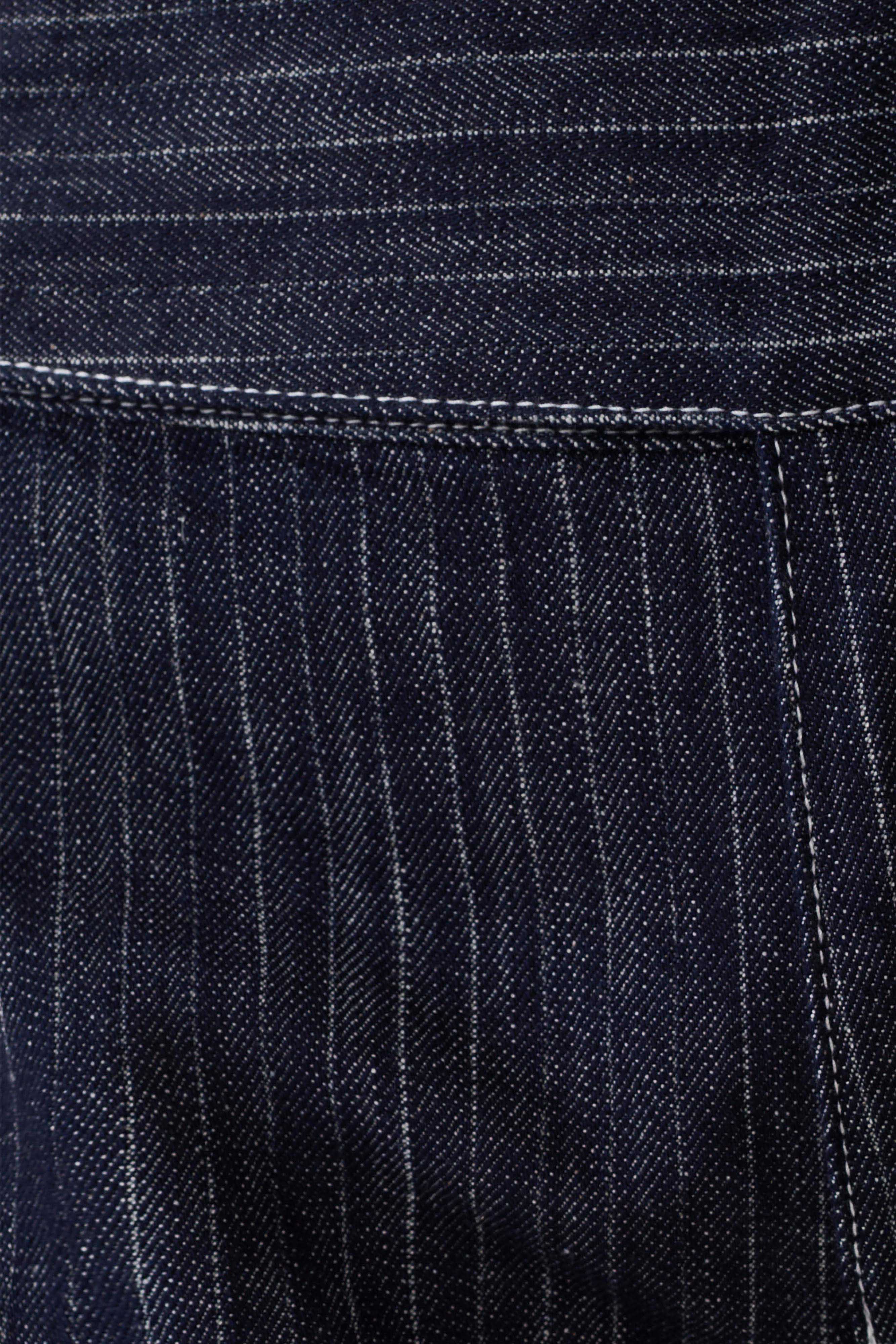 Sienna Flare Mid Rise Denim Jeans - Indigo Pinstripe
