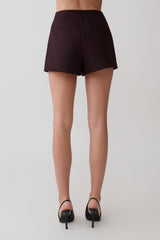 Agatha Suiting Shorts - Plum Pinstripe