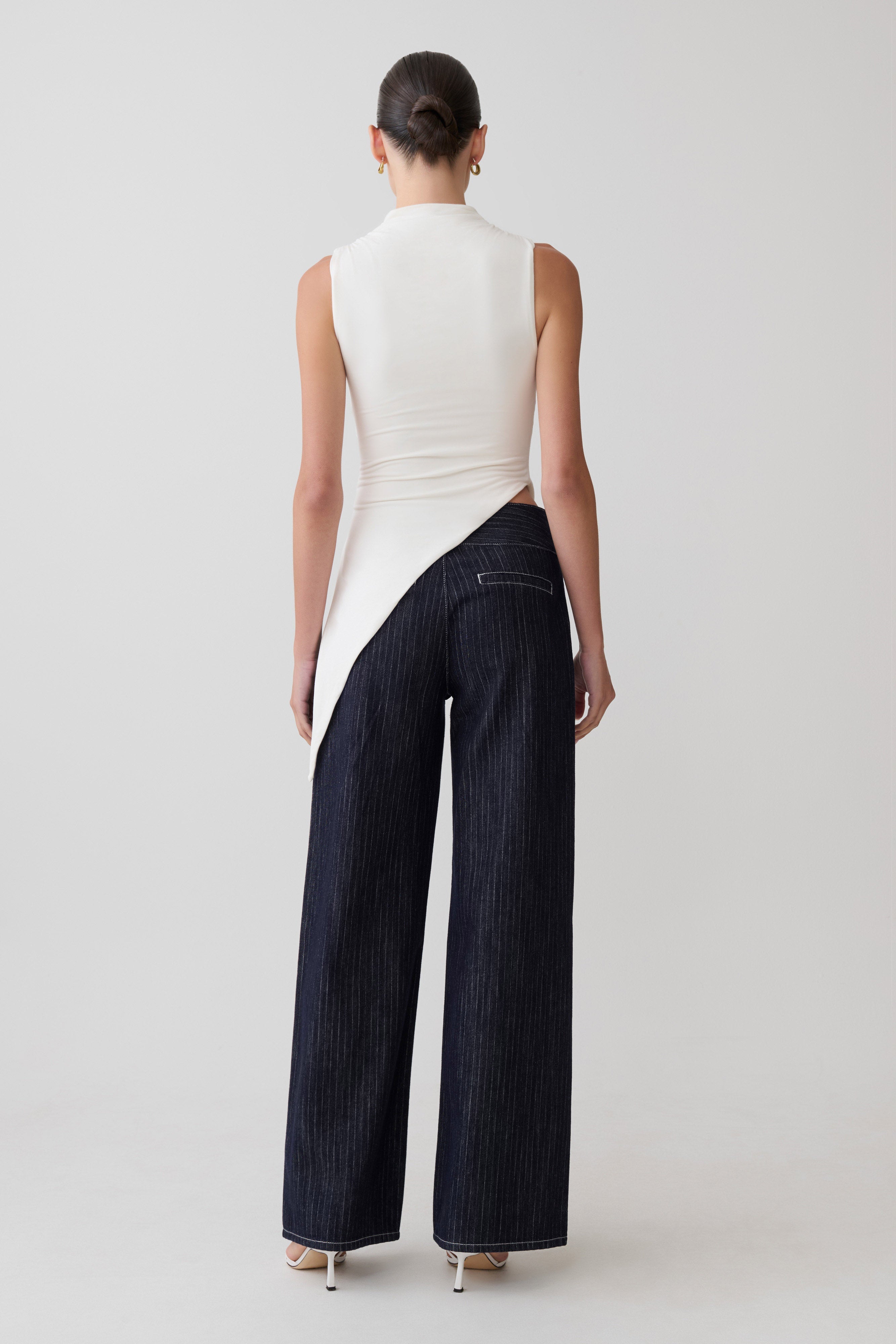 Suong High Neck Gathered Top - White